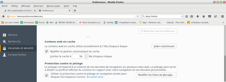 optimisation mémoire firefox