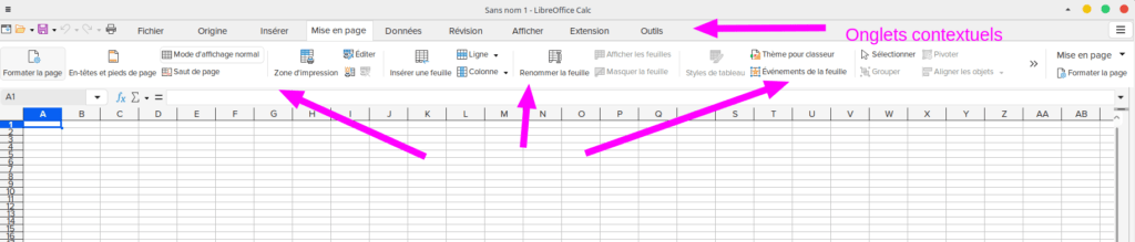 Onglets ruban sur LibreOffice
